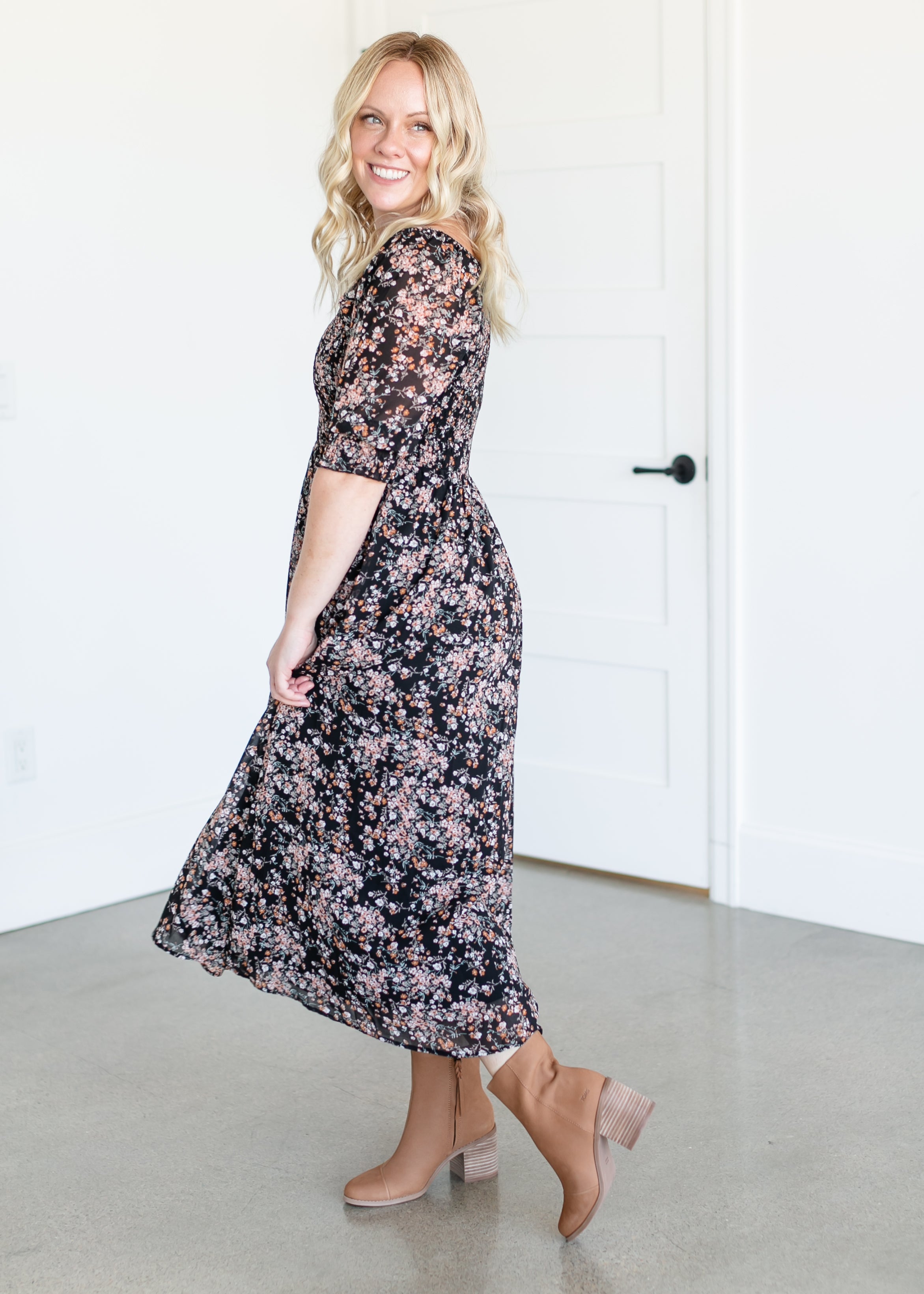 Pepper Square Neck Midi Dress