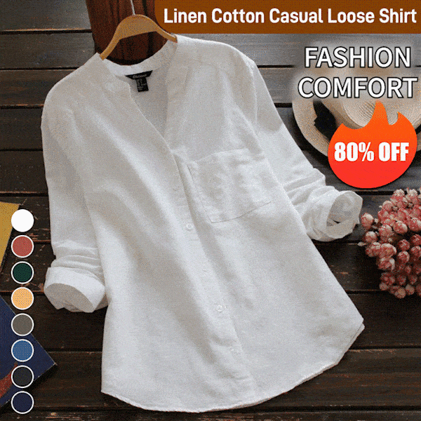 Linen Cotton Casual Loose Shirt-Buy 3 Get Free Shipping