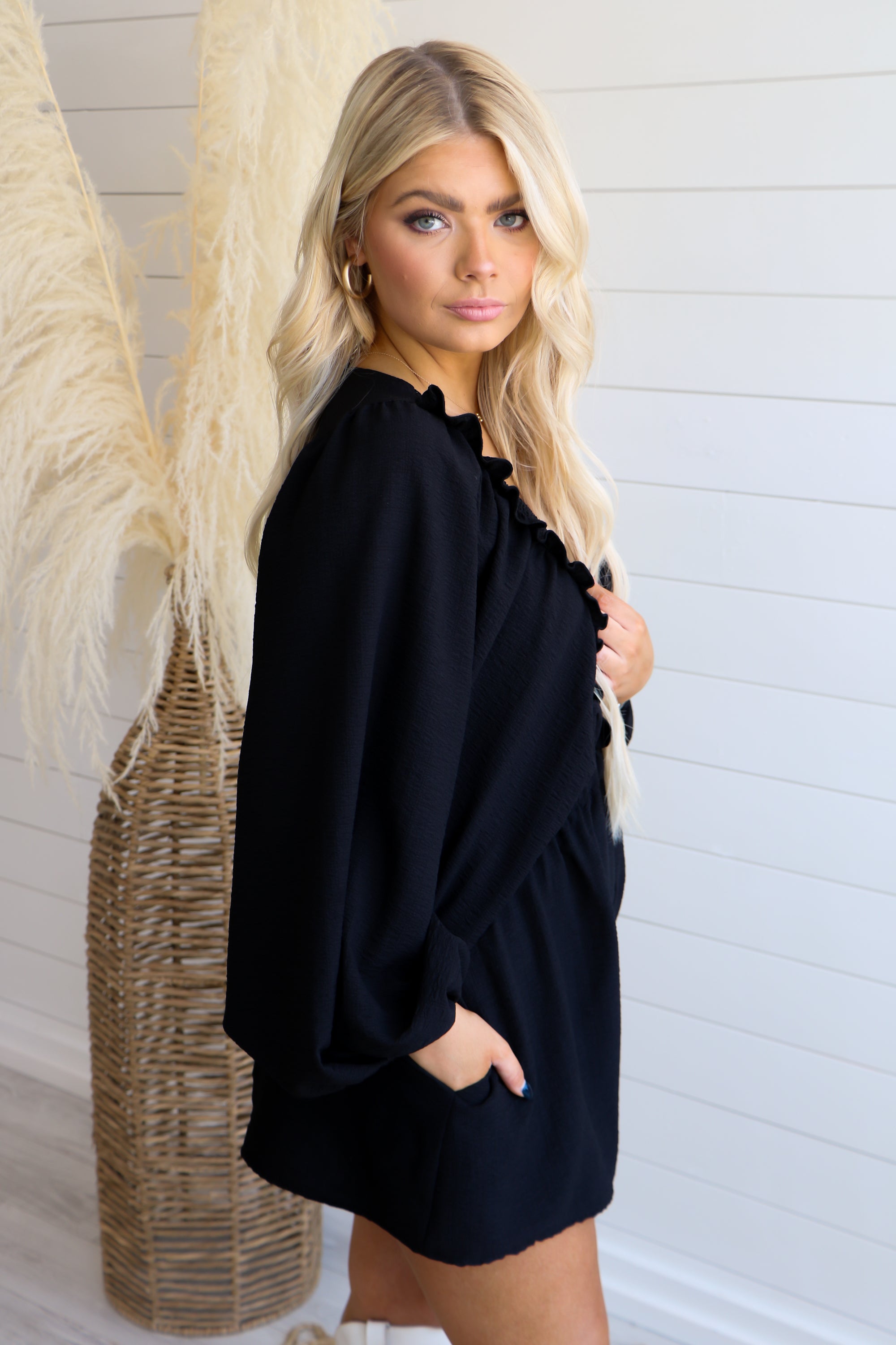 She's Arrived Romper in Black