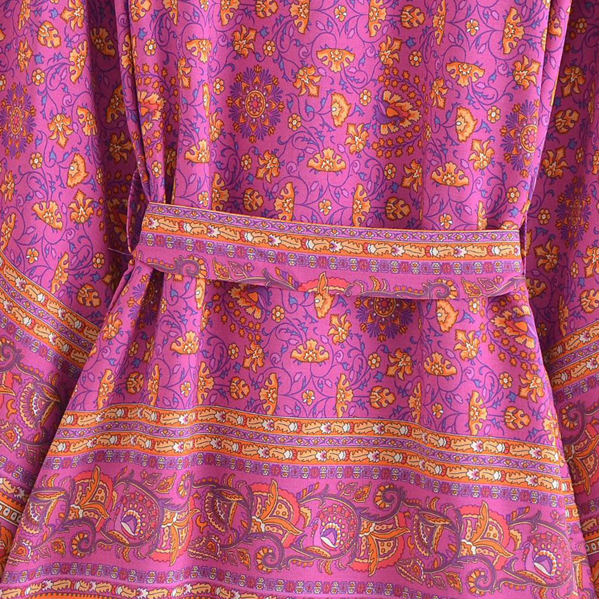 Forever Fuchsia Boho Floral Print Short Robe