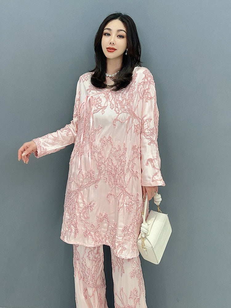 Luxe Couture Baby Pink Top & Pants 2-Piece Set