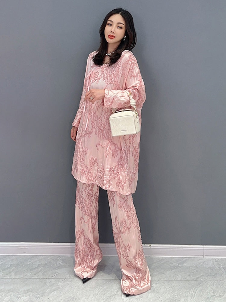 Luxe Couture Baby Pink Top & Pants 2-Piece Set