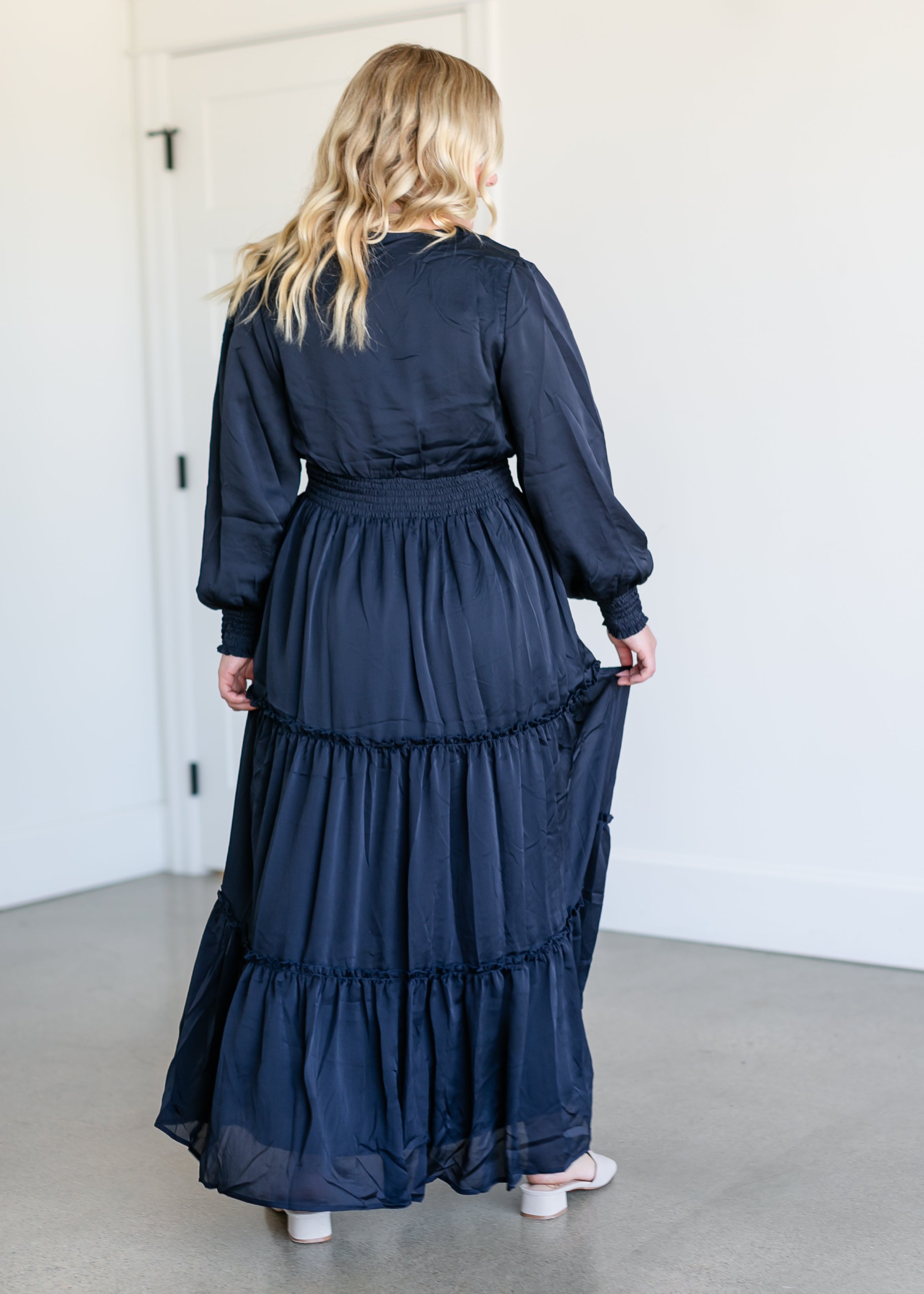 Anastasia Long Sleeve Satin Maxi Dress