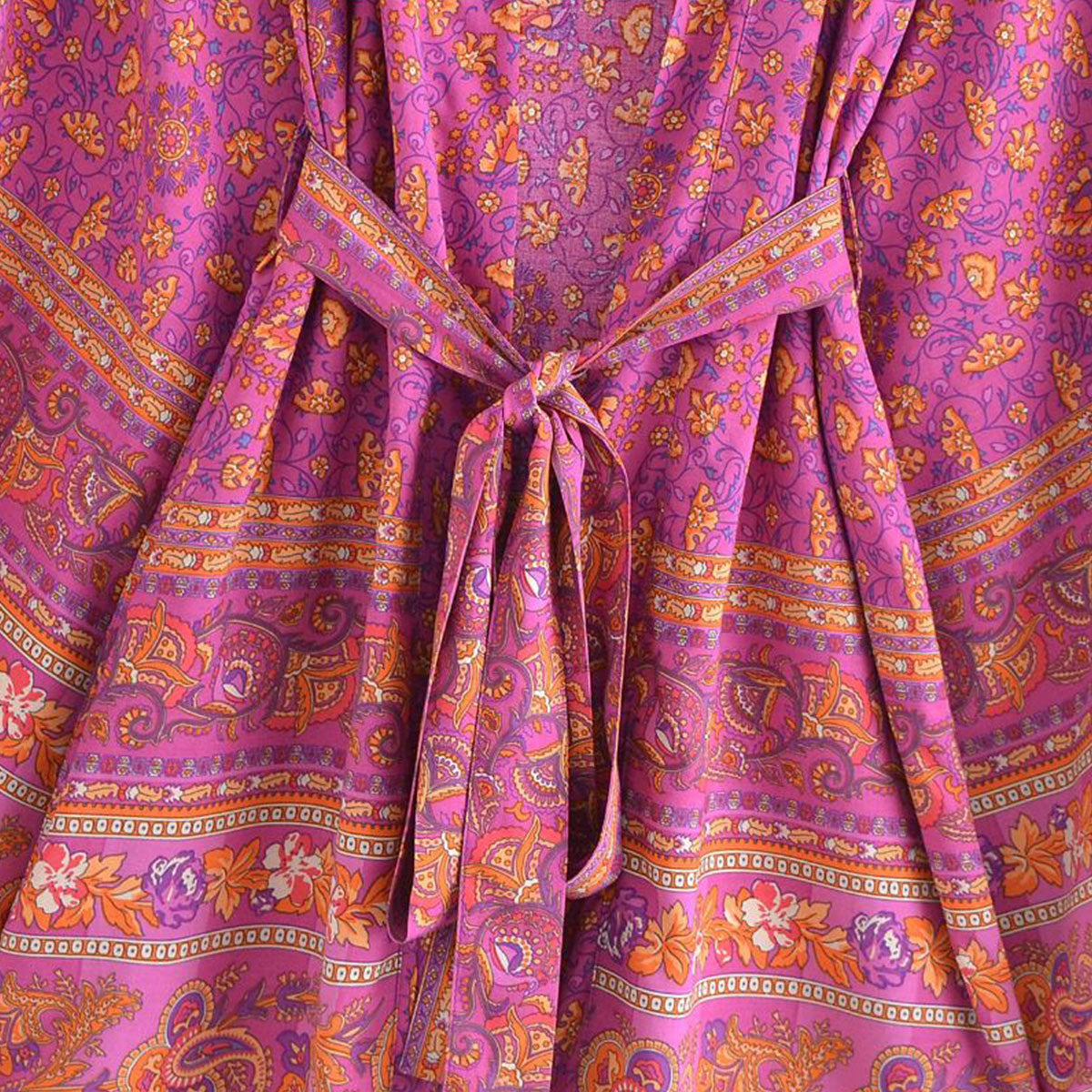 Forever Fuchsia Boho Floral Print Short Robe