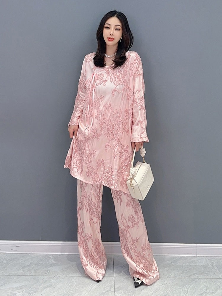 Luxe Couture Baby Pink Top & Pants 2-Piece Set